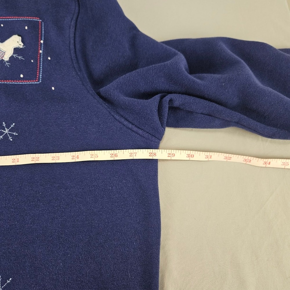 EXTRA SHENANIGANS | Polar Bear Winter Button Front Sweatshirt Navy Blue 3X VTG - Picture 9 of 14